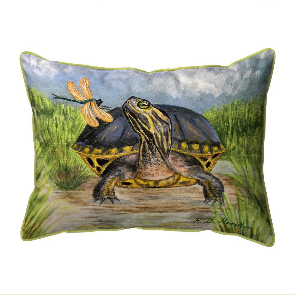 Dragonfly to Turtle Large Indoor/Outdoor Pillow 16x20. Picture 1