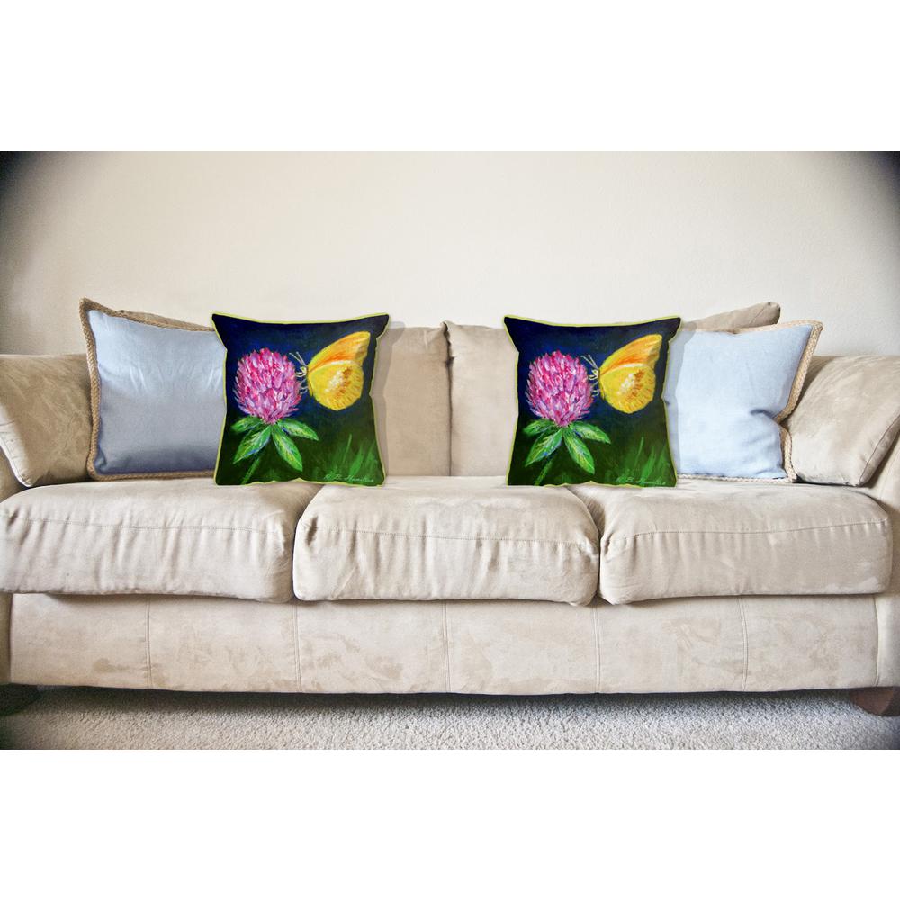 Sulphur Butterfly & Clover Large Indoor/Outdoor Pillow 18x18. Picture 3