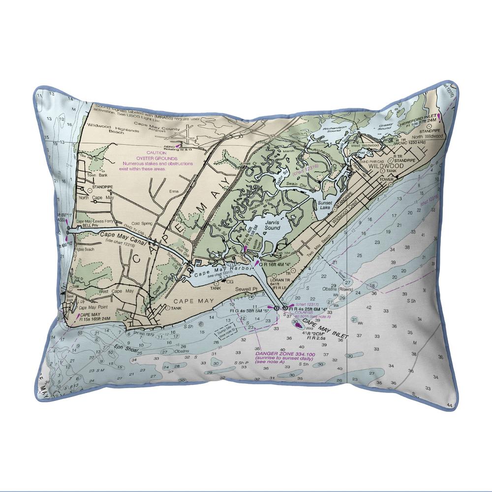 Cape May, NJ Nautical Map Large Corded Indoor/Outdoor Pillow 16x20. Picture 1