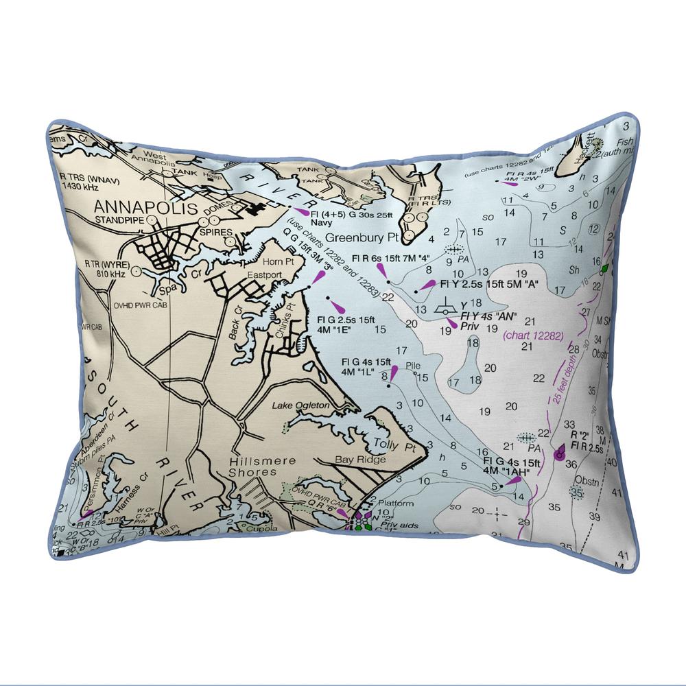 Annapolis, MD Nautical Map Large Corded Indoor/Outdoor Pillow 16x20. Picture 1