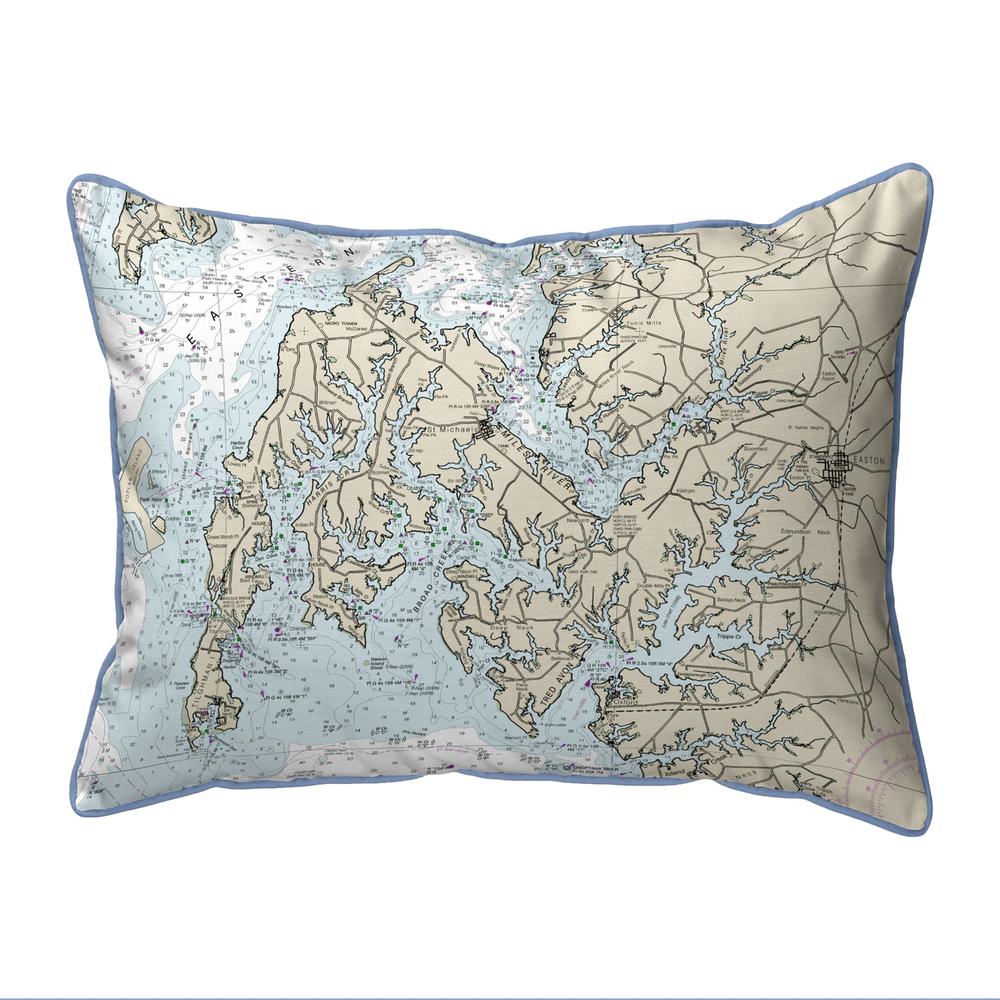 Easton, MD Nautical Map Large Corded Indoor/Outdoor Pillow 16x20. Picture 1