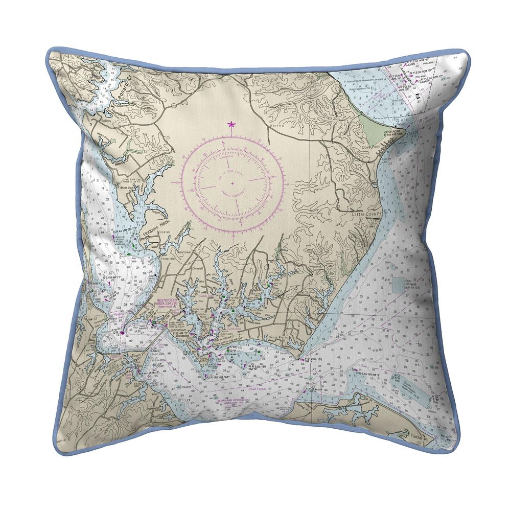 Slomons Island, MD Nautical Map Large Corded Indoor/Outdoor Pillow 18x18. Picture 1