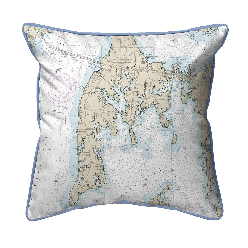 Kent Island, MD Nautical Map Large Corded Indoor/Outdoor Pillow 18x18. Picture 1