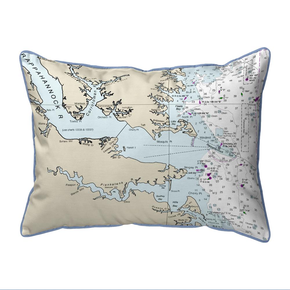 Chesapeake Bay, VA Nautical Map Large Corded Indoor/Outdoor Pillow 16x20. Picture 1