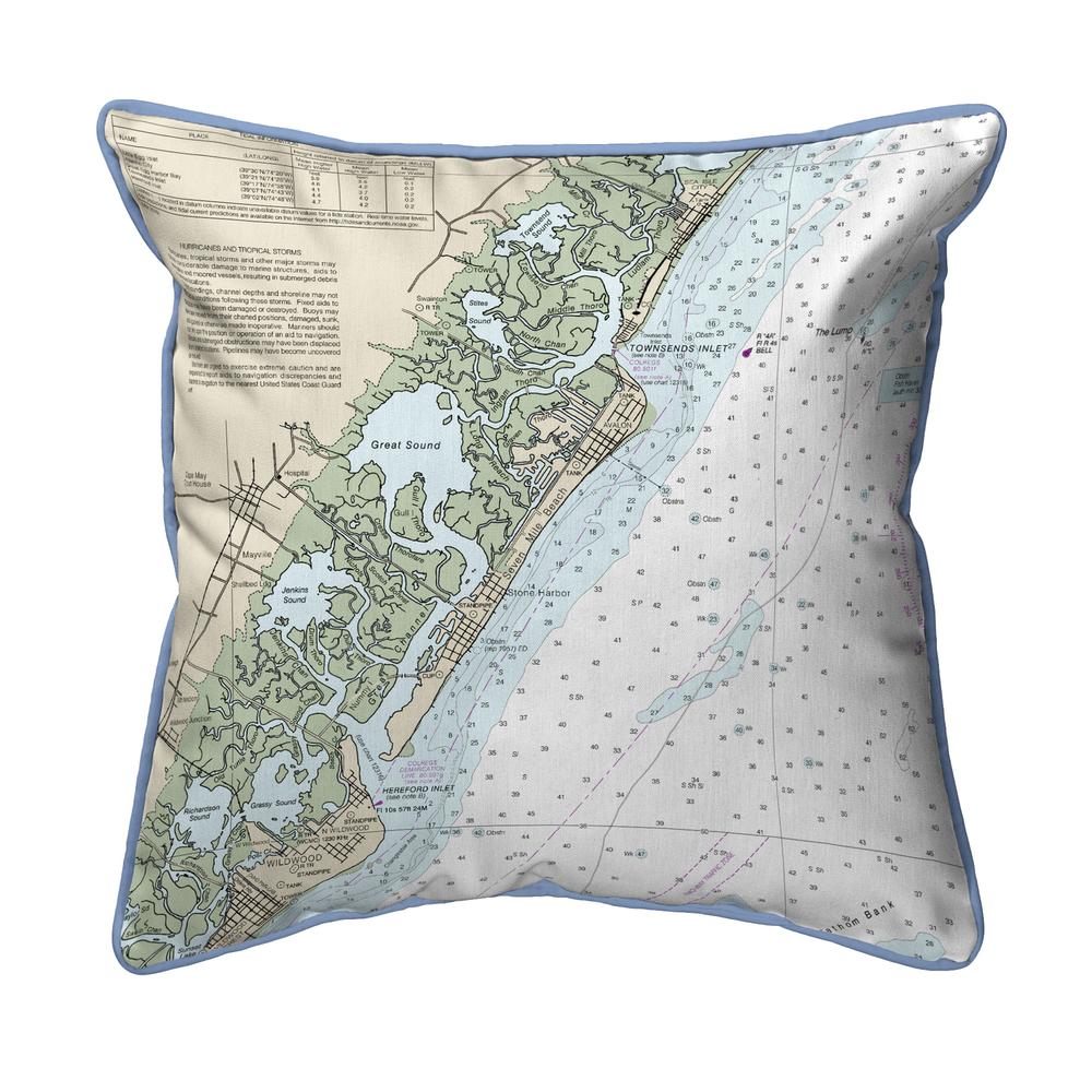 Little Egg Inlet to Hereford Inlet - Avalon, NH Nautical Map Large Corded Indoor/Outdoor Pillow 18x18. Picture 1