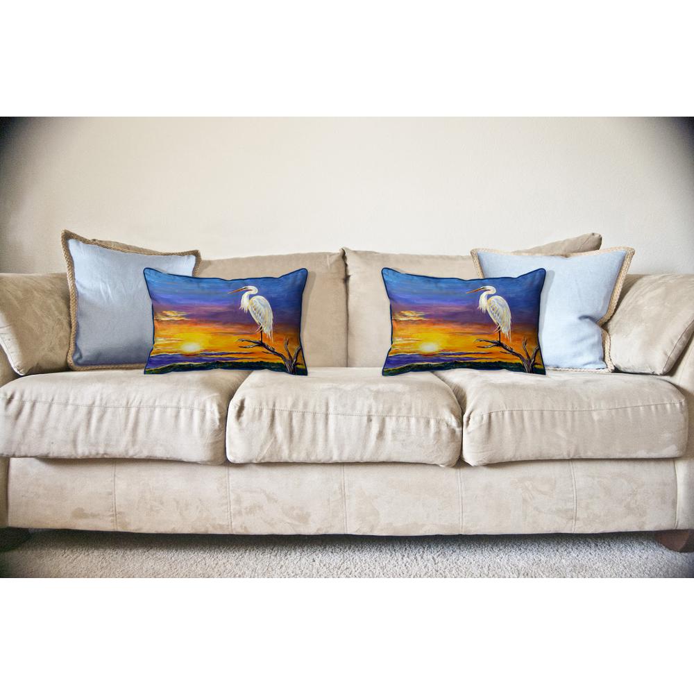 Egret Sunset Large Indoor/Outdoor Pillow 16x20. Picture 3