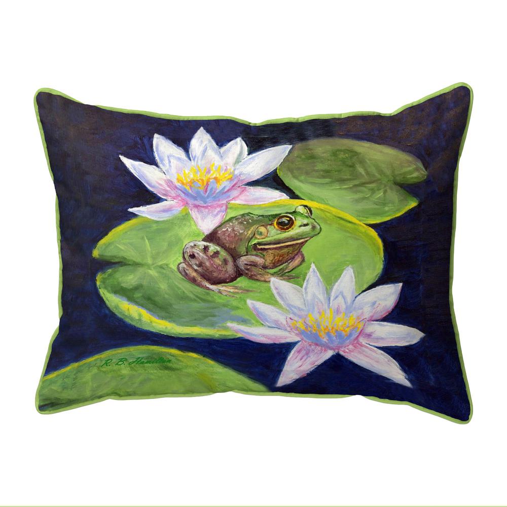 Frog & Lily Large Indoor/Outdoor Pillow 16x20. Picture 1