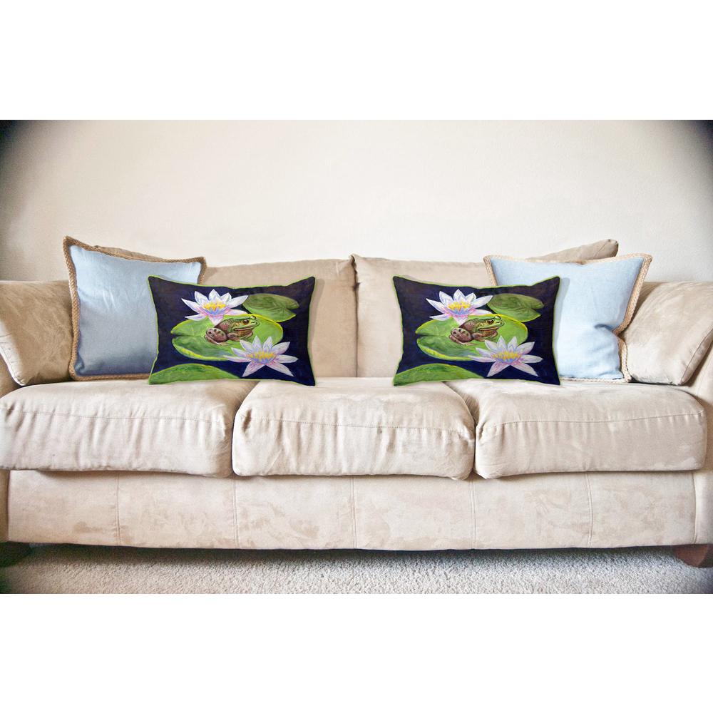 Frog & Lily Large Indoor/Outdoor Pillow 16x20. Picture 3