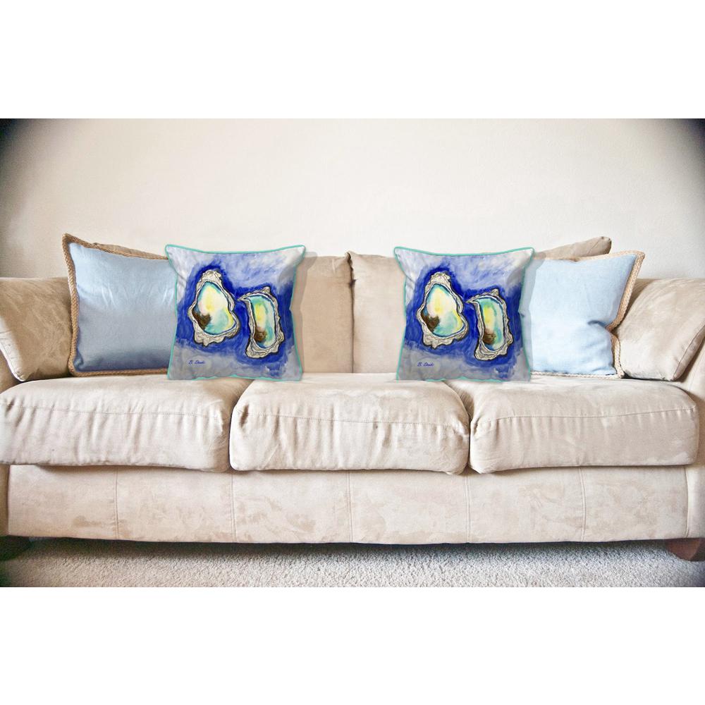 Aqua Oysters Large Indoor/Outdoor Pillow 18x18. Picture 3