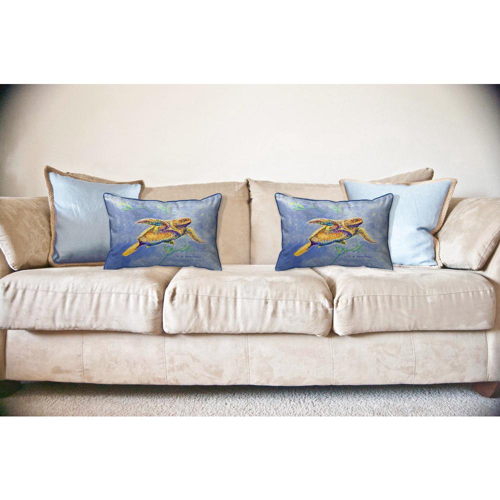 Pointillist Sea Turtle Large Indoor/Outdoor Pillow 16x20. Picture 3