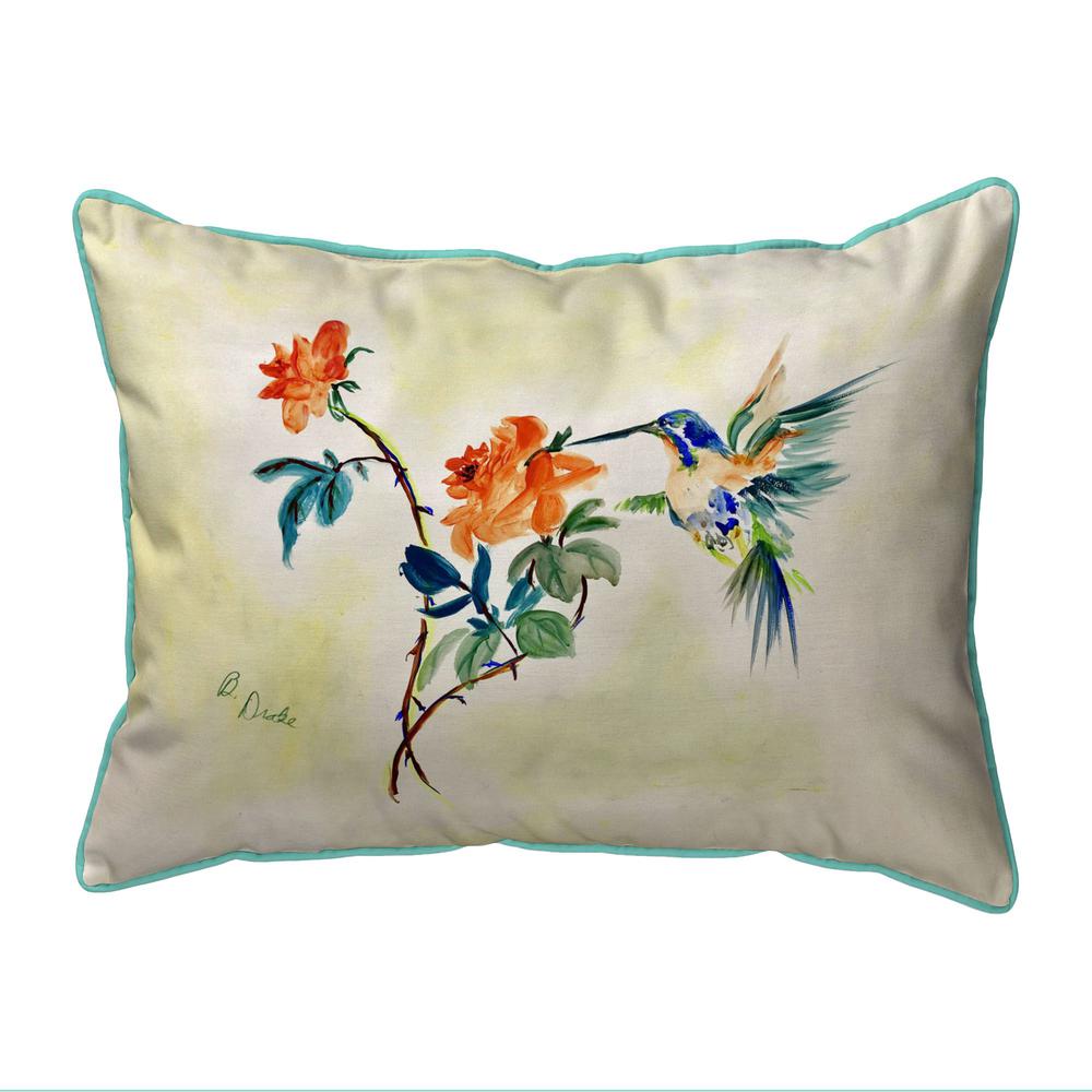 Hummingbird & Rose Large Indoor/Outdoor Pillow 16x20. Picture 1
