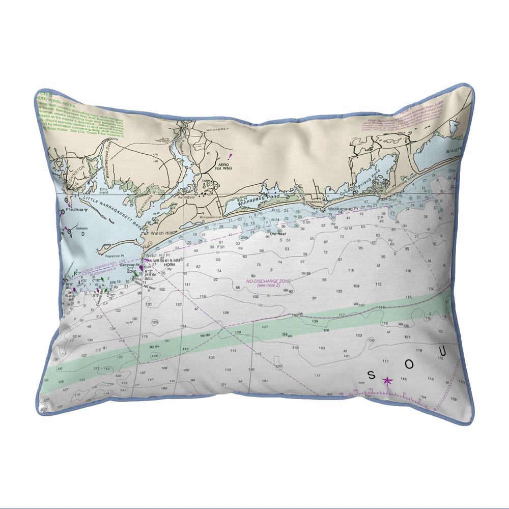 Block Island Sound, RI Nautical Map Large Corded Indoor/Outdoor Pillow 16x20. Picture 1