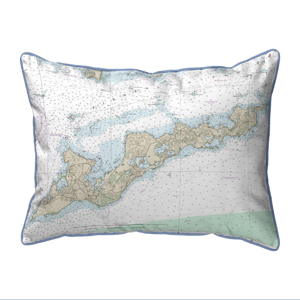 Fishers Island, RI Nautical Map Large Corded Indoor/Outdoor Pillow 16x20. Picture 1