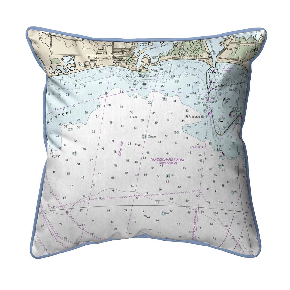 Block Island Sound - Matunuck, RI Nautical Map Large Corded Indoor/Outdoor Pillow 18x18. Picture 1
