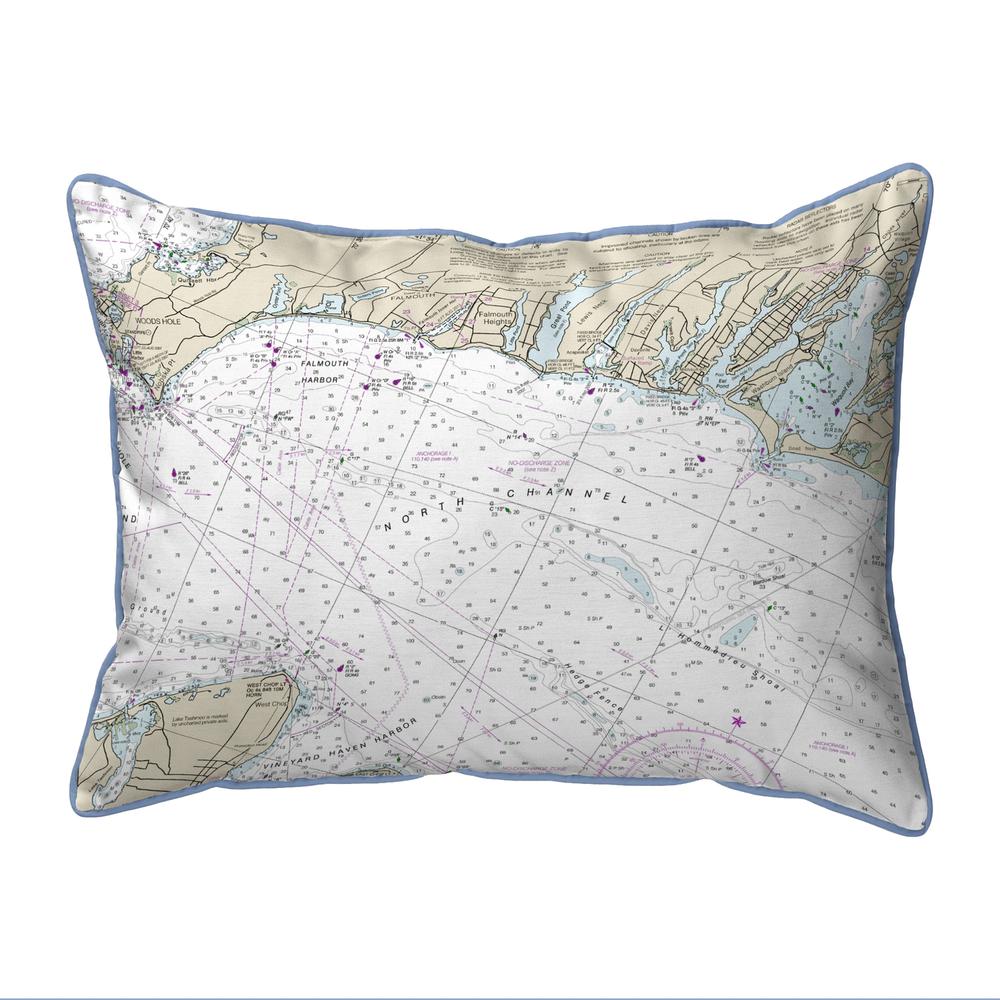 Falmouth Harbor, MA Nautical Map Large Corded Indoor/Outdoor Pillow 16x20. Picture 1