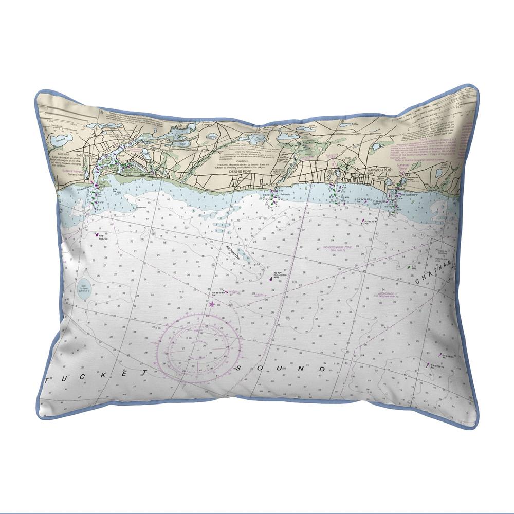 Harwich Port, MA Nautical Map Large Corded Indoor/Outdoor Pillow 16x20. Picture 1