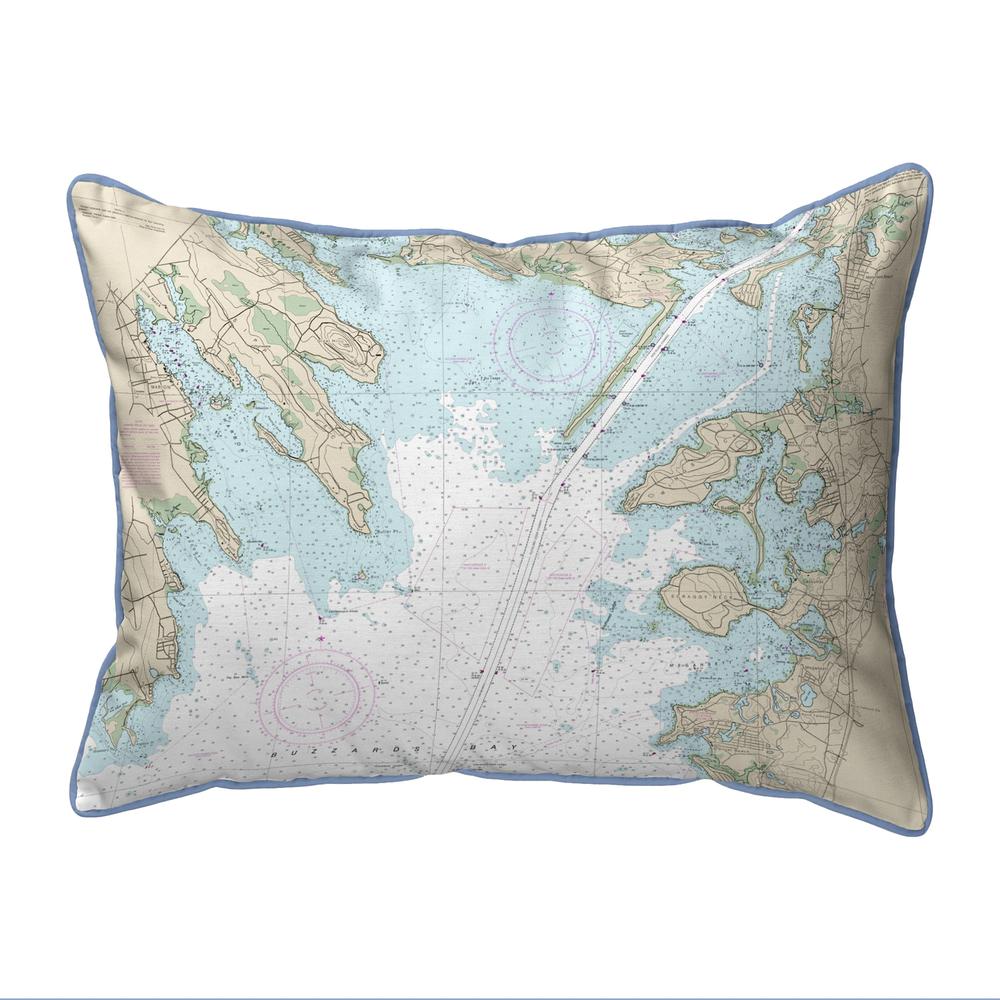 Cape Cod, MA Nautical Map Large Corded Indoor/Outdoor Pillow 16x20. Picture 1