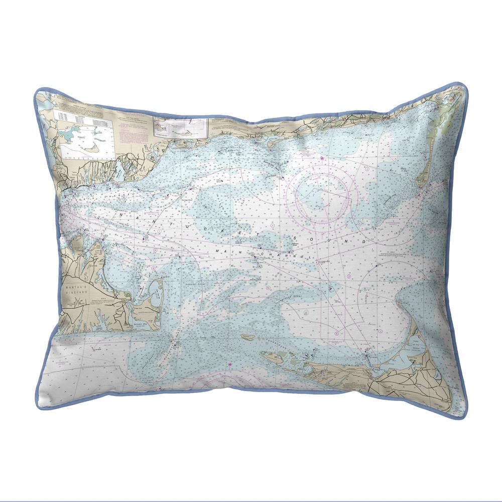 Nantucket Sound, MA Nautical Map Large Corded Indoor/Outdoor Pillow 16x20. Picture 1