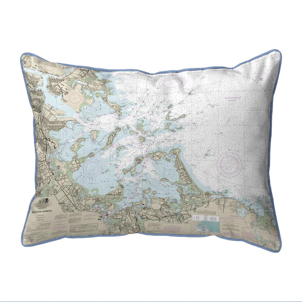Boston Harbor, MA Nautical Map Large Corded Indoor/Outdoor Pillow 16x20. Picture 1