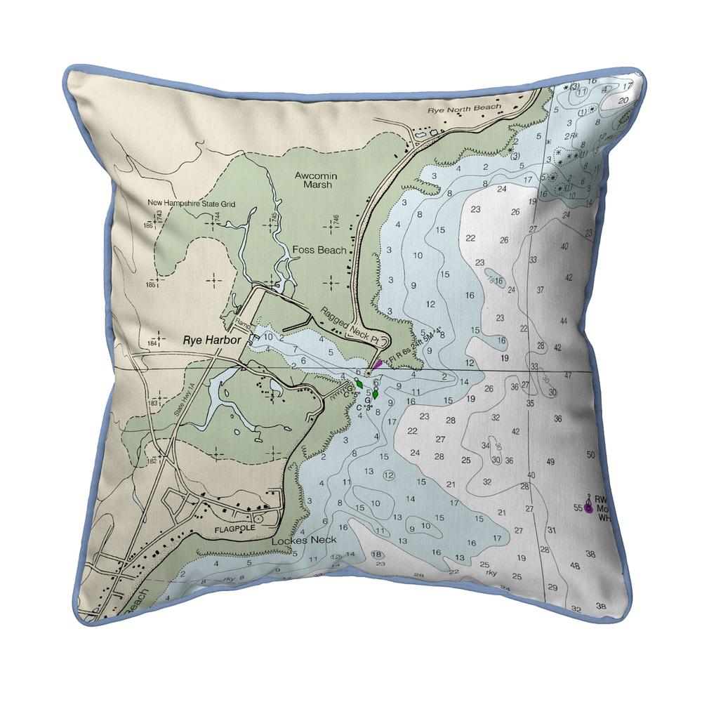 Rye Harbor, NH Nautical Map Large Corded Indoor/Outdoor Pillow 18x18. Picture 1