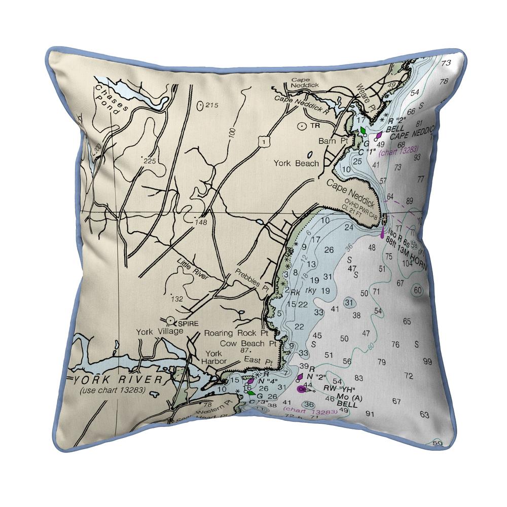 Cape Neddick, ME Nautical Map Large Corded Indoor/Outdoor Pillow 18x18. Picture 1
