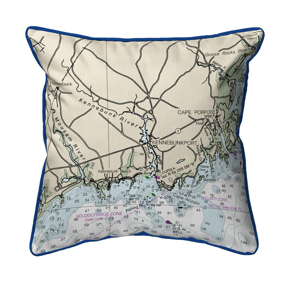 Kennebunckport, ME Nautical Map Large Corded Indoor/Outdoor Pillow 18x18. Picture 1