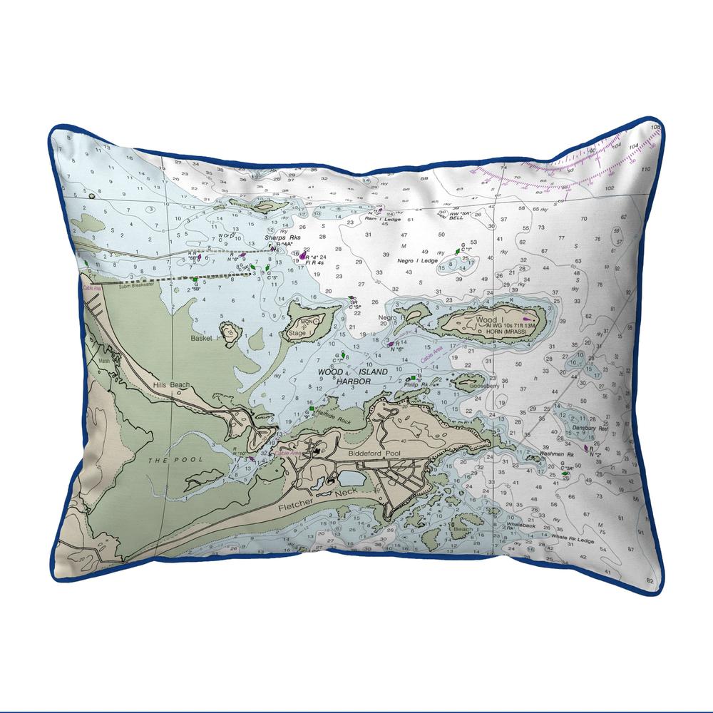 Biddleford Pool, ME Nautical Map Large Corded Indoor/Outdoor Pillow 16x20. Picture 1
