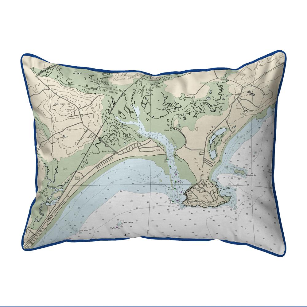 Pine Point, ME Nautical Map Large Corded Indoor/Outdoor Pillow 16x20. Picture 1