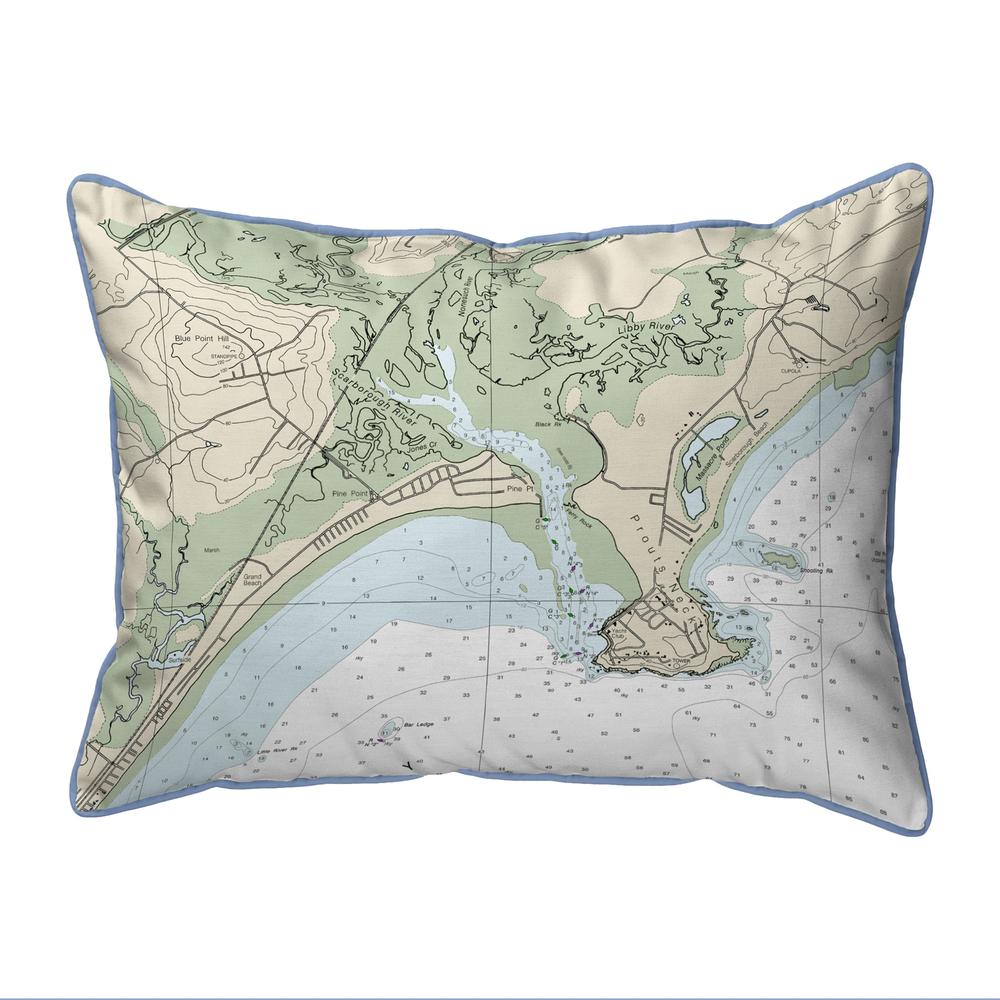 Pine Point, ME Nautical Map - Light Blue Cord Large Corded Indoor/Outdoor Pillow 16x20. Picture 1