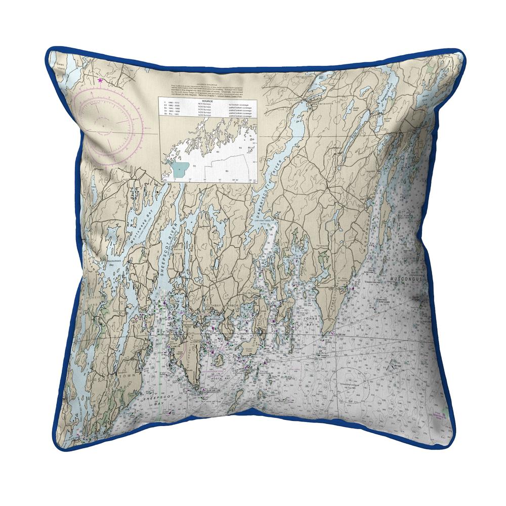 Southport - Pemaquid, ME Nautical Map Large Corded Indoor/Outdoor Pillow 18x18. Picture 1