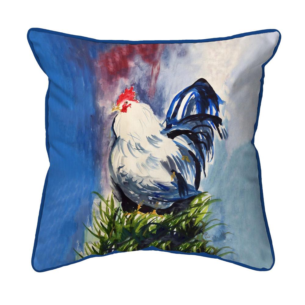 Blue & White Rooster Large Indoor/Outdoor Pillow 18x18. Picture 1