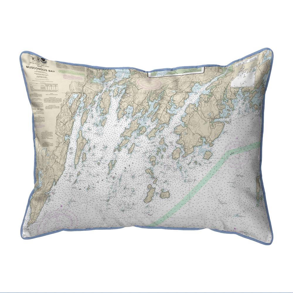 Muscongus Bay, ME Nautical Map Large Corded Indoor/Outdoor Pillow 16x20. Picture 1
