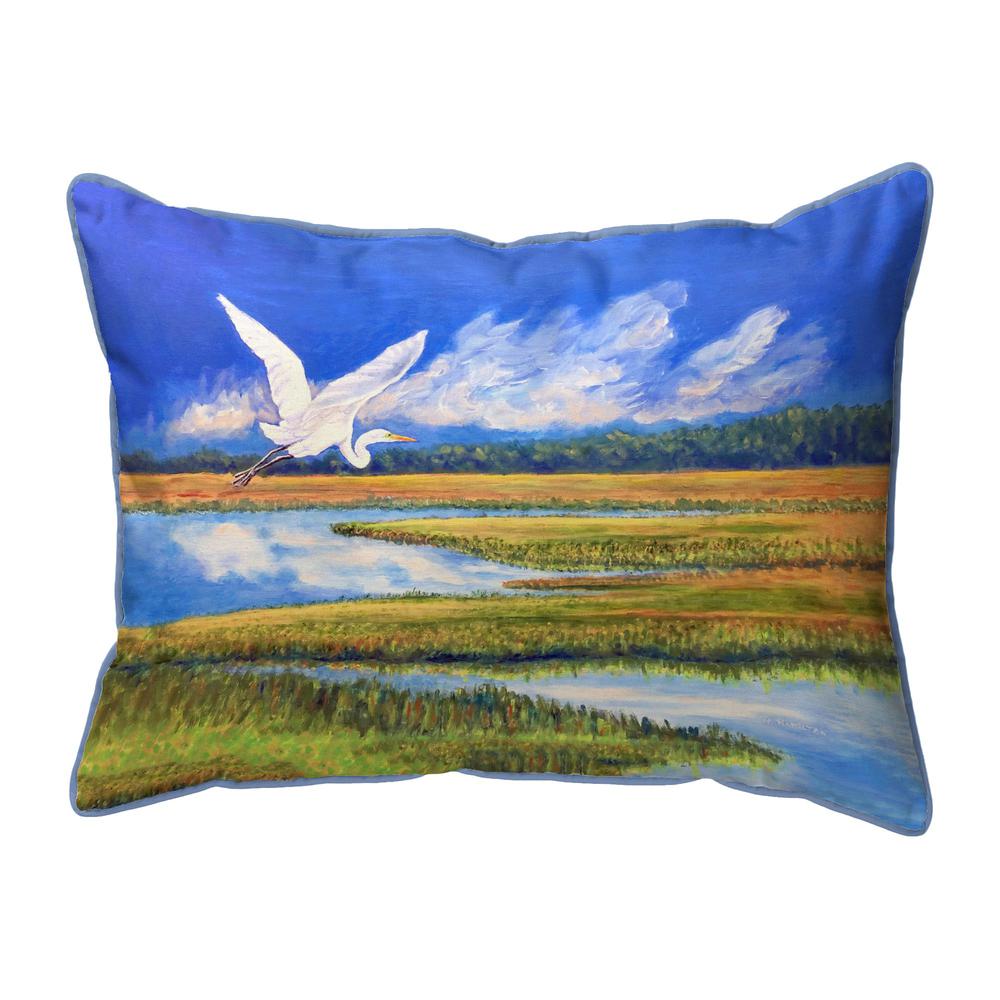 Flying Egret Large Indoor/Outdoor Pillow 16x20. Picture 1