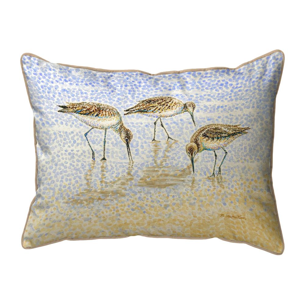 Willet Sandpipers Feeding Large Indoor/Outdoor Pillow 16x20. Picture 1