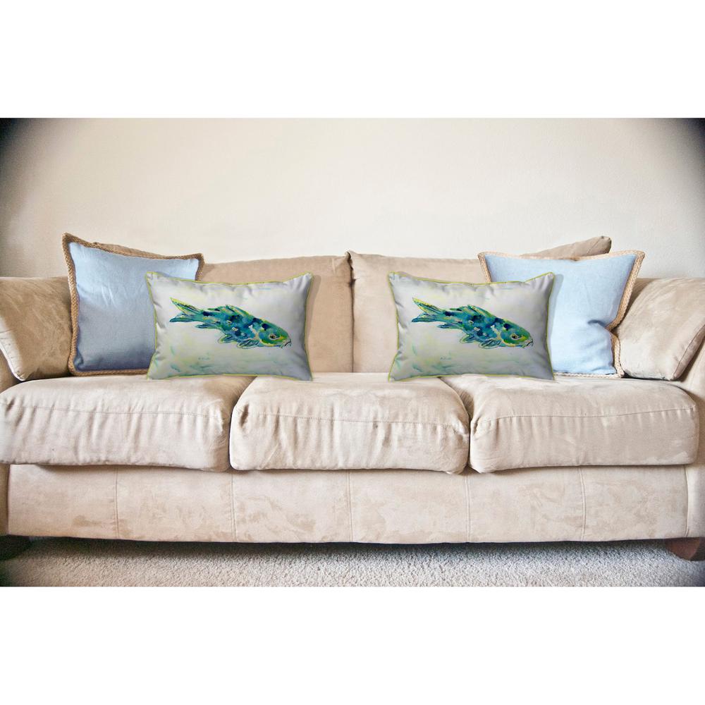 Blue Koi Large Indoor/Outdoor Pillow 16x20. Picture 3
