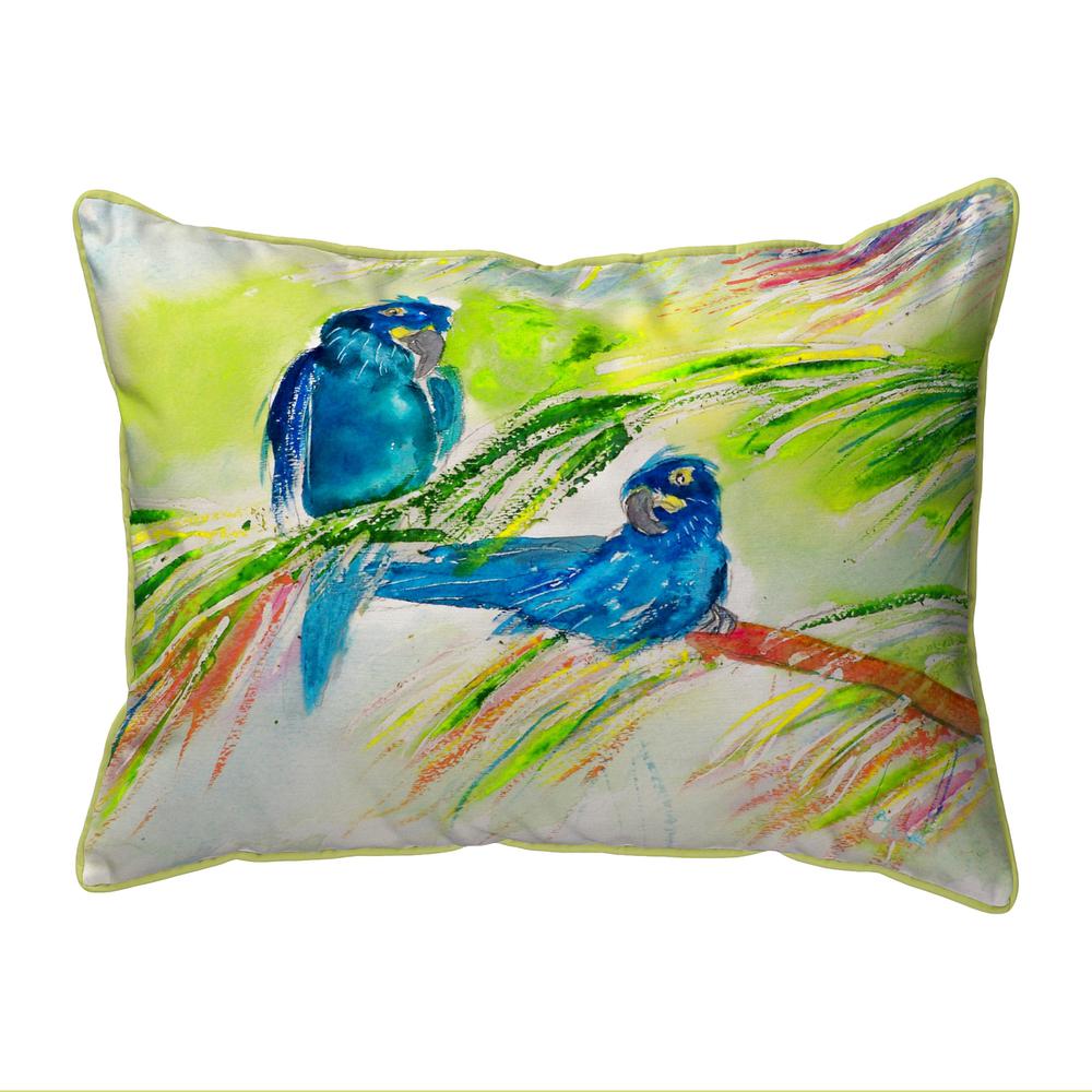 Two Blue Parrots Large Indoor/Outdoor Pillow 16x20. Picture 1