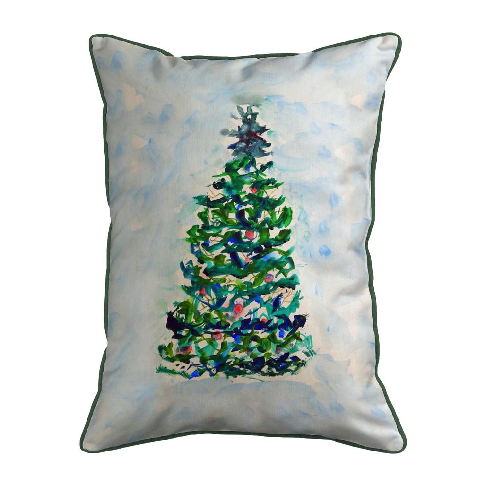 Blue Lights Christmas Tree Large Indoor/Outdoor Pillow 16x20. Picture 1