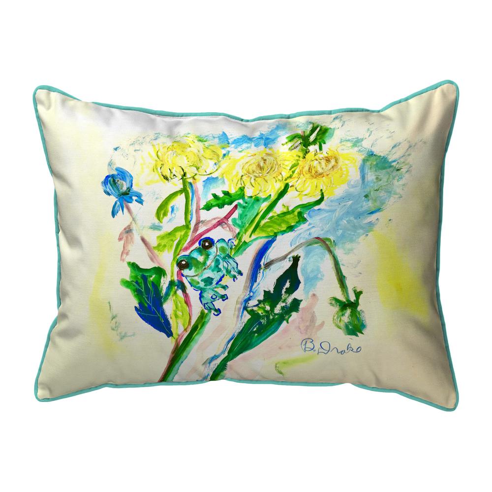 Frog & Flowers Large Indoor/Outdoor Pillow 16x20. Picture 1