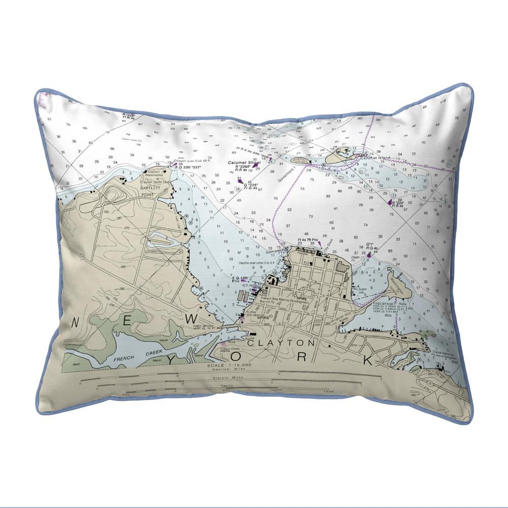 Clayton, NY Nautical Map Large Corded Indoor/Outdoor Pillow 16x20. Picture 1