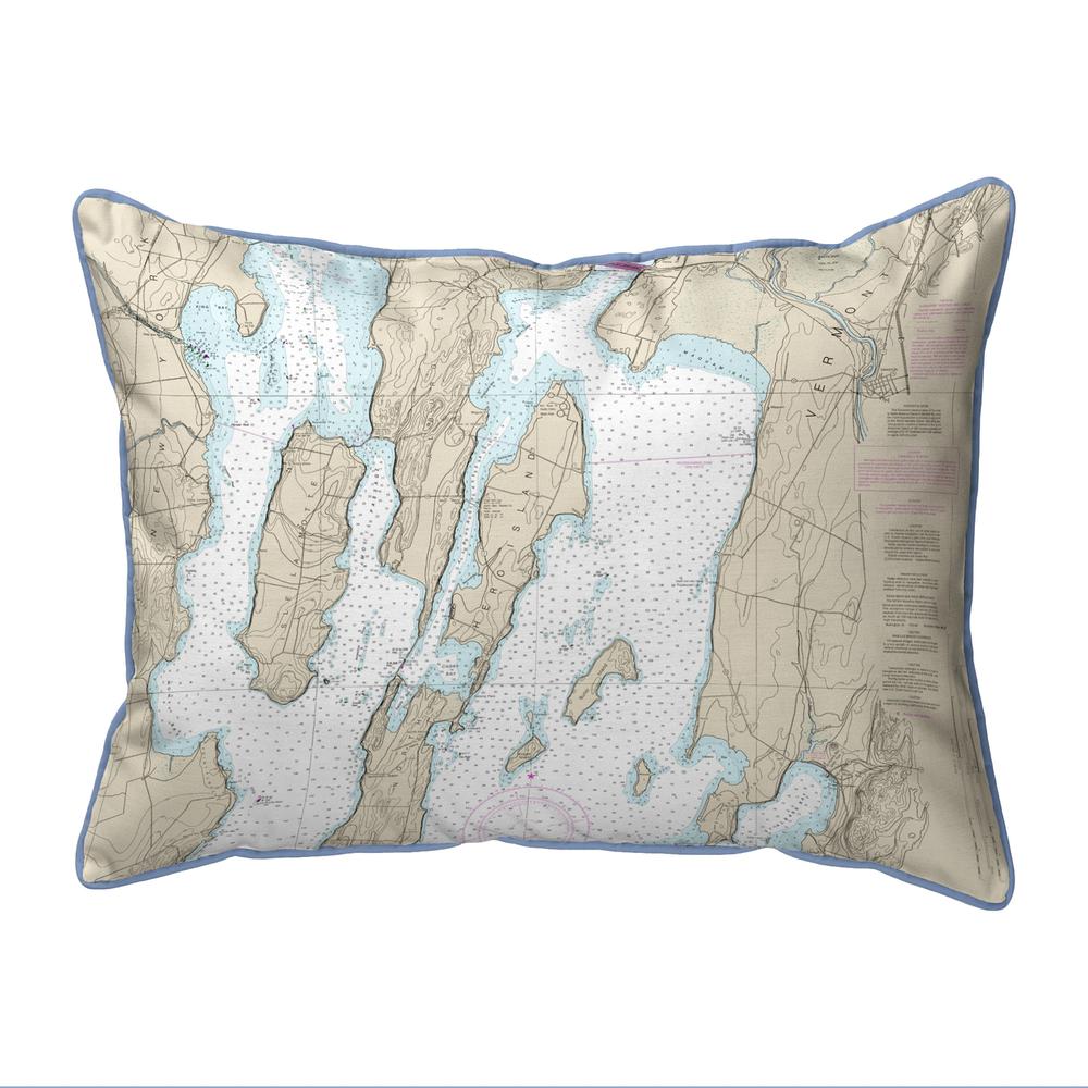 North Hero Island #2, VT Nautical Map Large Corded Indoor/Outdoor Pillow 16x20. Picture 1