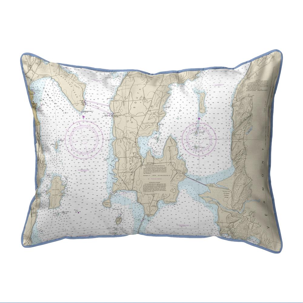 South Hero Island, VT Nautical Map Large Corded Indoor/Outdoor Pillow 16x20. Picture 1