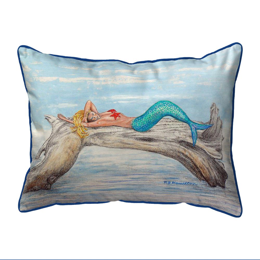 Mermaid on Log Large Indoor/Outdoor Pillow 16x20. Picture 1