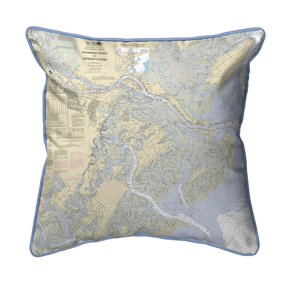 Savannah River and Wassaw Sound, GA Nautical Map Large Corded Indoor/Outdoor Pillow 18x18. Picture 1