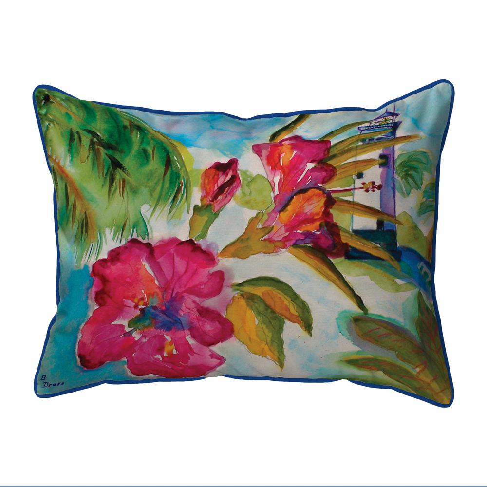 Lighthouse and Florals Large Indoor/Outdoor Pillow 16x20. Picture 1