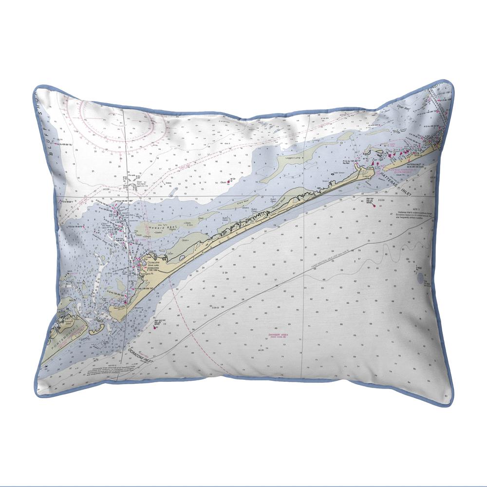Ocracoke Inlet, NC Nautical Map Large Corded Indoor/Outdoor Pillow 16x20. Picture 1