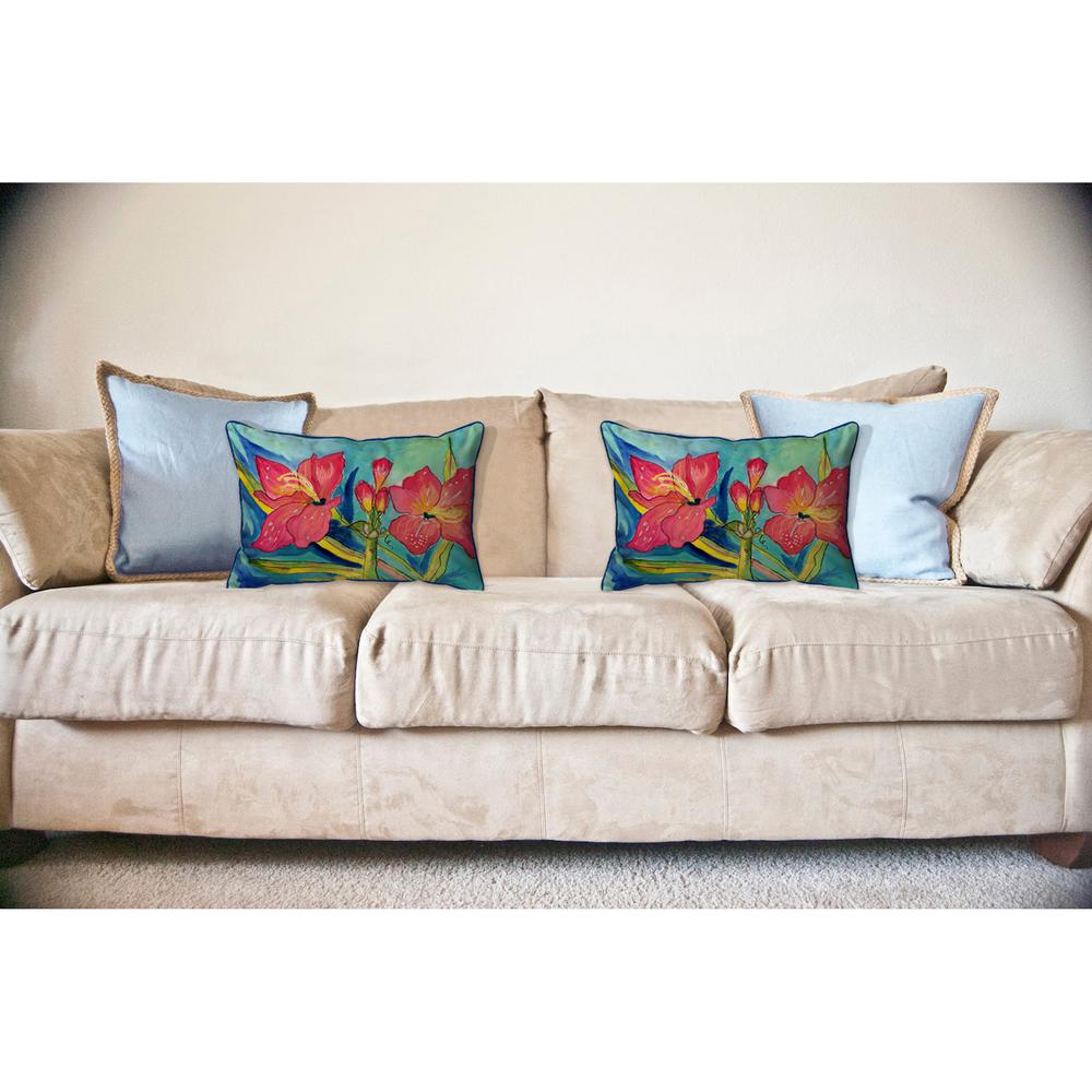 Pink Amaryllis Large Indoor/Outdoor Pillow 16x20. Picture 3