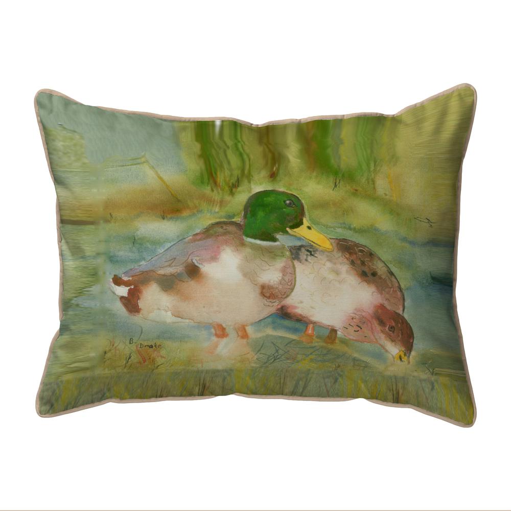 Mallards Right Large Indoor/Outdoor Pillow 16x20. Picture 1