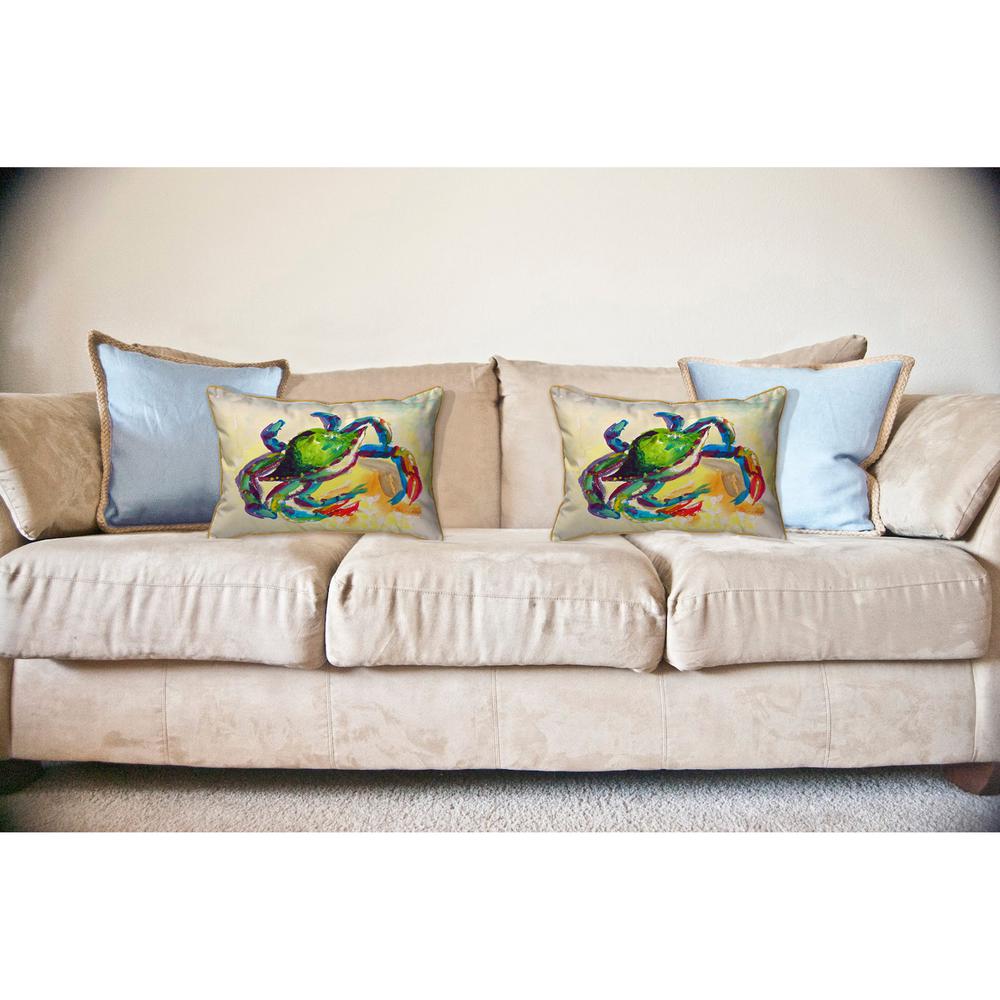 Teal Crab Large Indoor/Outdoor Pillow 16x20. Picture 3