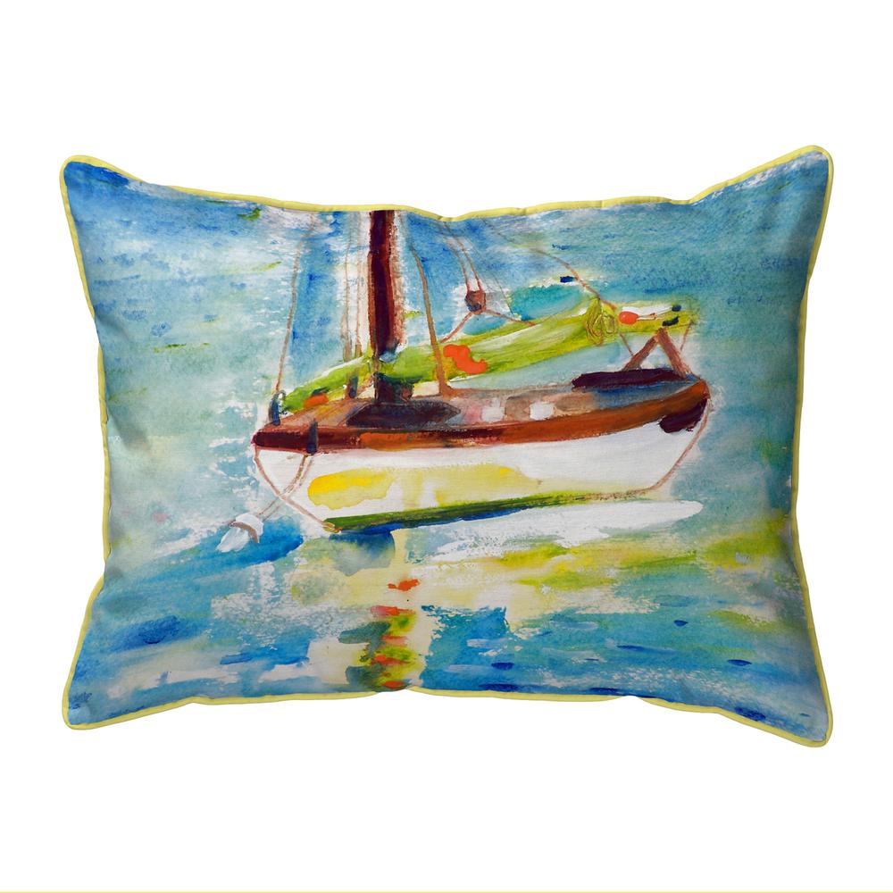 Yellow Sailboat Large Indoor/Outdoor Pillow 16x20. Picture 1