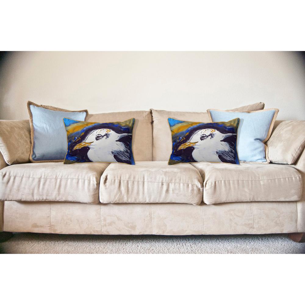 Gull Portrait Left Large Indoor/Outdoor Pillow 16x20. Picture 3